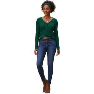 Love by Gap Green Long Sleeve  Henley Tee Shirt Medium